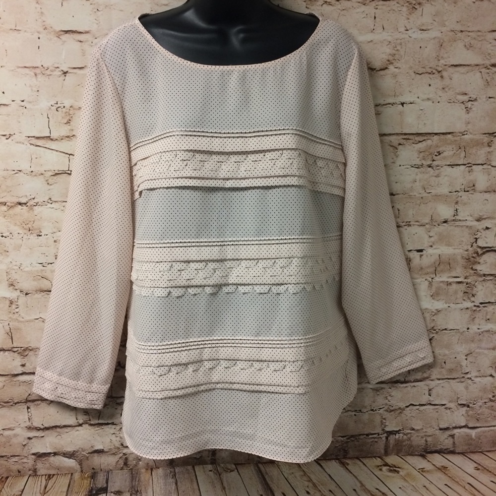 Banana Republic Scoop Neck Polka Dots Pink Blouse